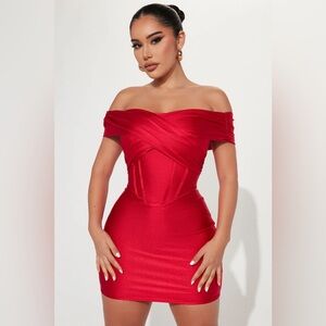 Fashion Nova Red Corset Dress